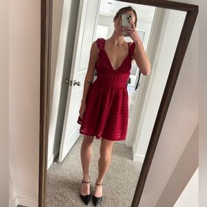 Ezra lace mini dress - deep red